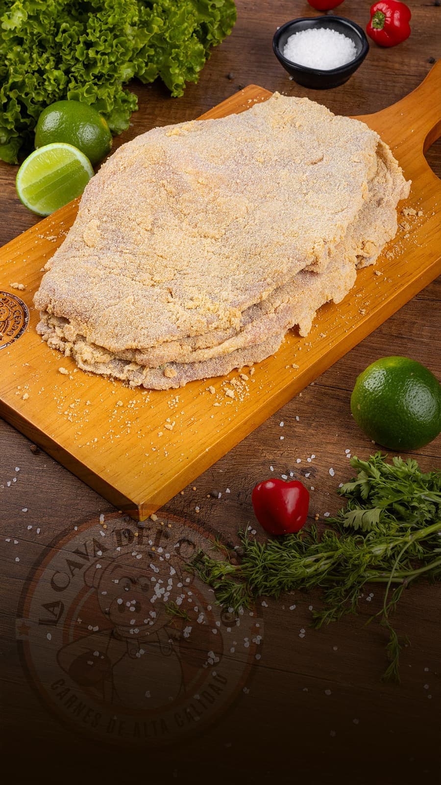 Chuleta de Cerdo sobre tabla de madera, La Cava del Cerdo