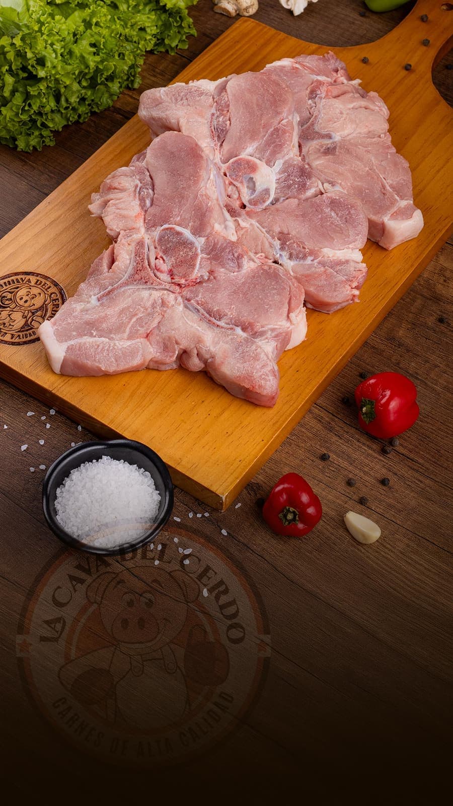 Espinazo Especial sobre tabla de madera, La Cava del Cerdo