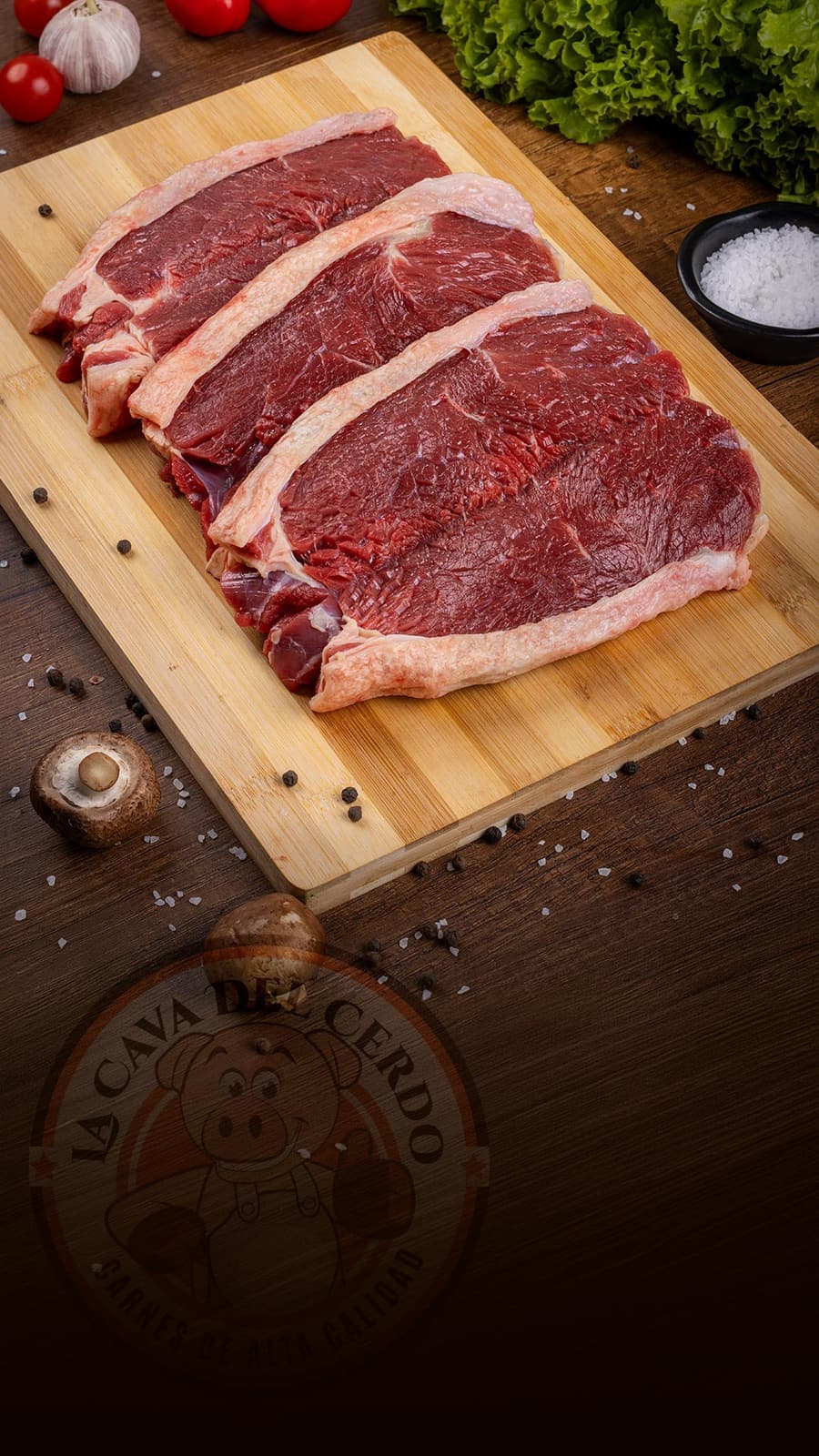 Churrasco sobre tabla de madera, La Cava del Cerdo