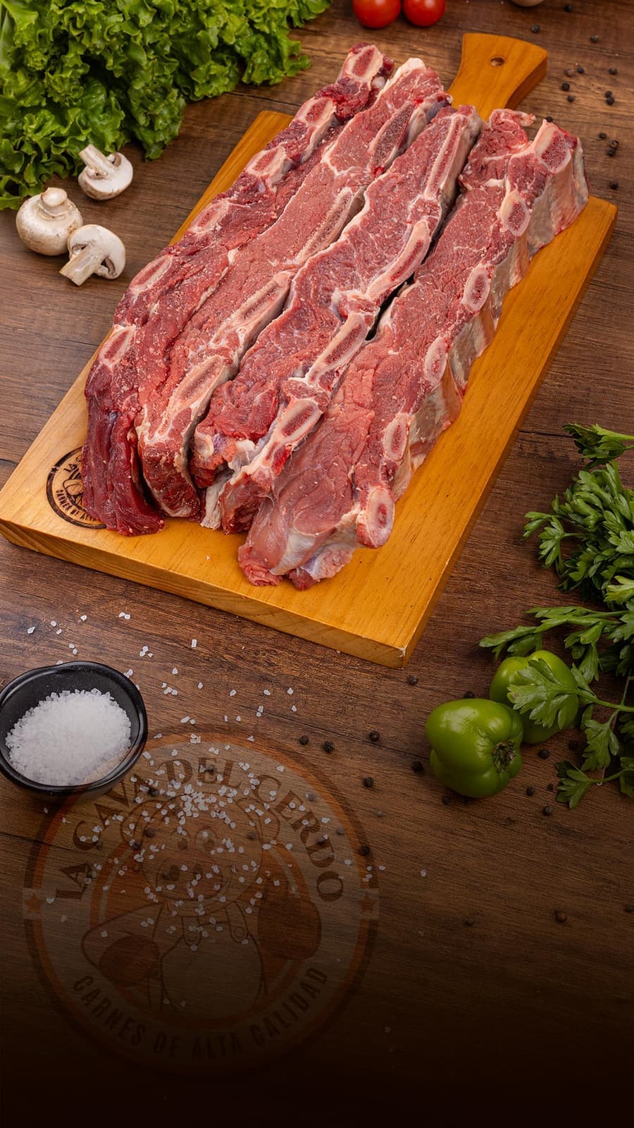 Costilla de Res sobre tabla de madera, La Cava del Cerdo