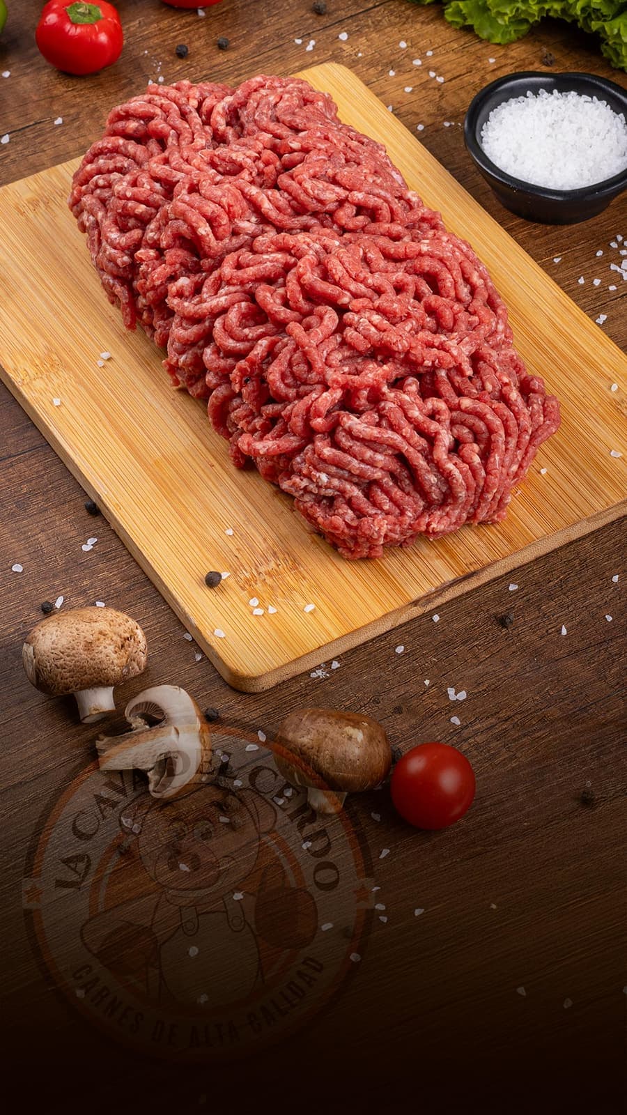 Molida de Res sobre tabla de madera, La Cava del Cerdo