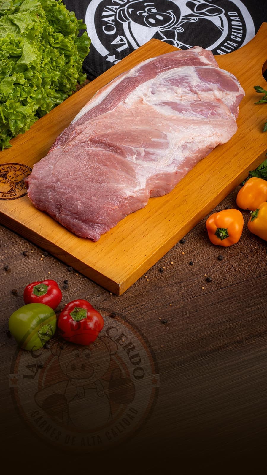Bondiola de Cerdo sobre tabla de madera, La Cava del Cerdo