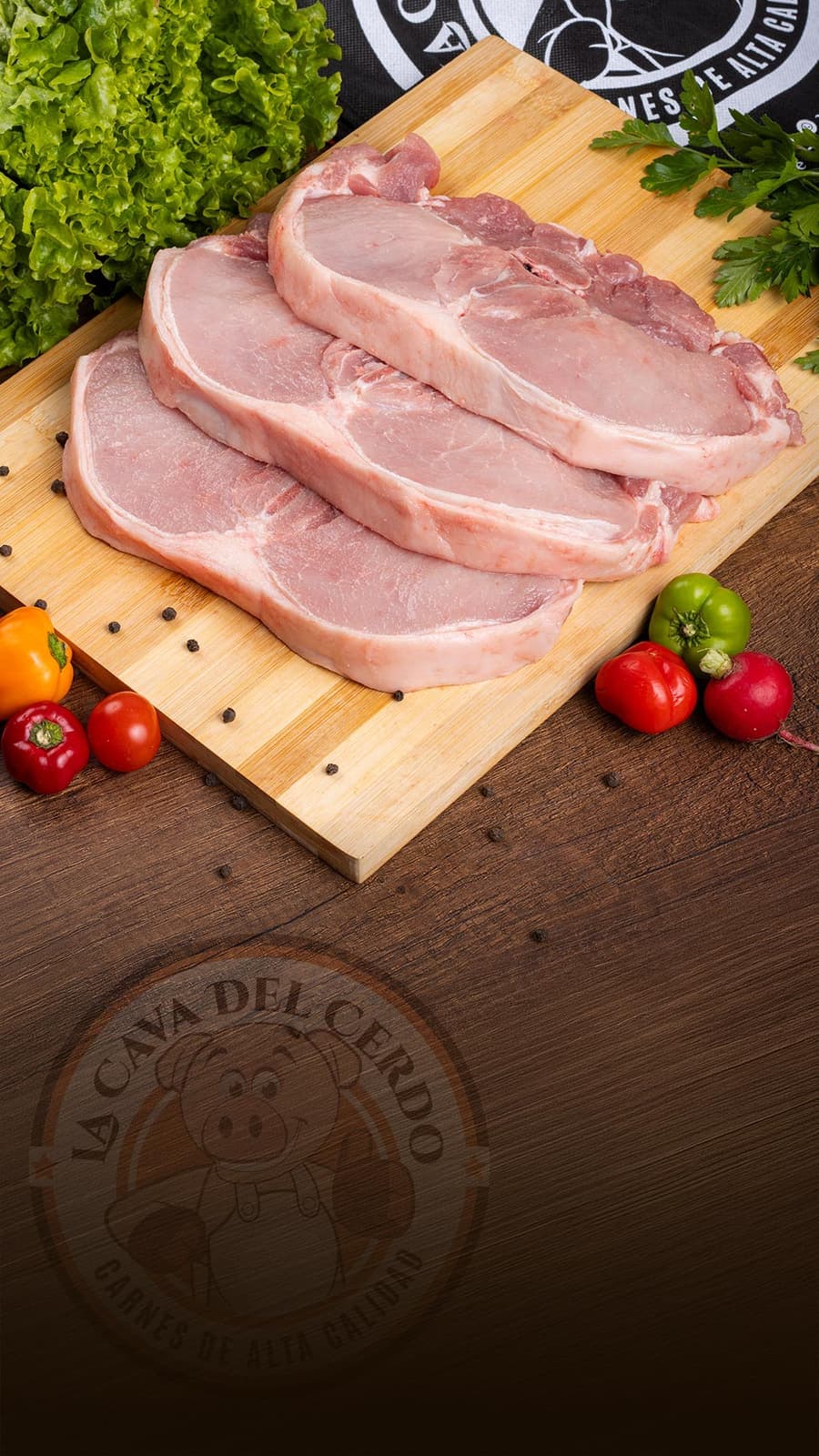 Chuletón sobre tabla de madera, La Cava del Cerdo